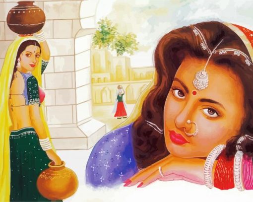 Aesthetic Rajasthani Girl Diamond Painting