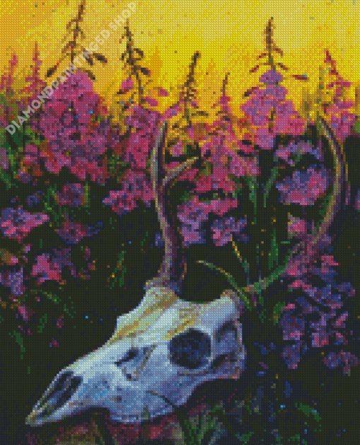 Animal Skull With Flowers Art Diamond Painting