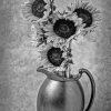 Black And White Sunflower In Vase Diamond Painting