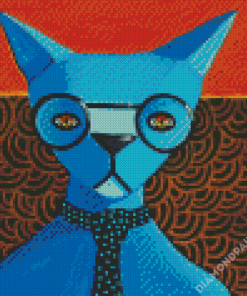 Blue Car With Glasses Diamond Painting