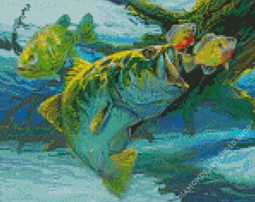 Bluegill And Largemouth Bass Art Diamond Painting