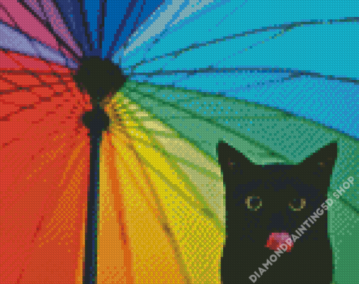 Cat Colorful Umbrella Diamond Painting