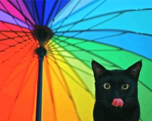 Cat Colorful Umbrella Diamond Painting