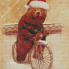 Christmas Bear On Bike Diamond Painting