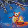 Christmas Mouse With Candle Diamond Painting