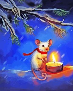 Christmas Mouse With Candle Diamond Painting