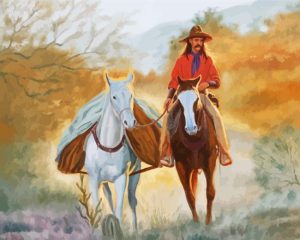 Cowboy In Arizona Art Illustration Diamond Painting