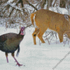 Cute Deer And Turkey Diamond Painting