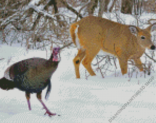 Cute Deer And Turkey Diamond Painting