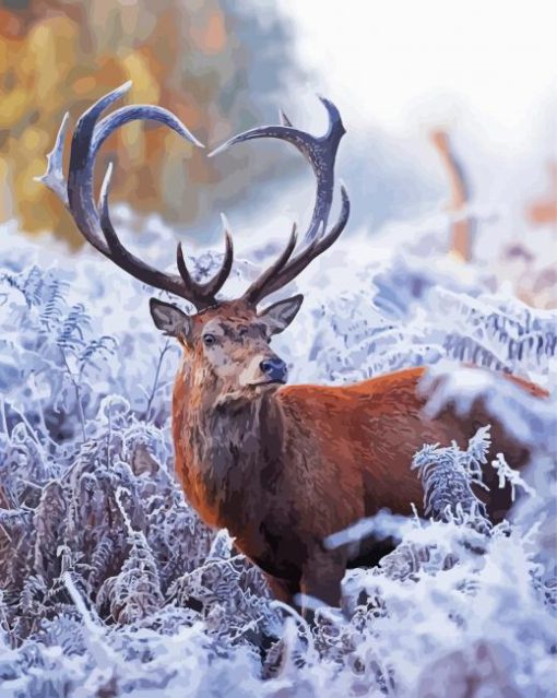 Deer Heart In Winter Diamond Painting