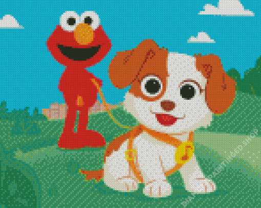 Elmo And Puppy Diamond Painting