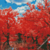 Fall Cherry Blossom Water Reflection Diamond Painting