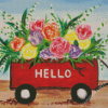 Flowers Red Wagon Diamond Painting