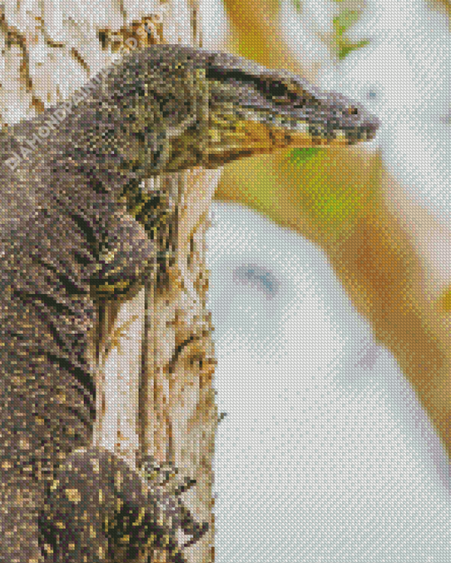 Goanna On Tree Diamond Painting