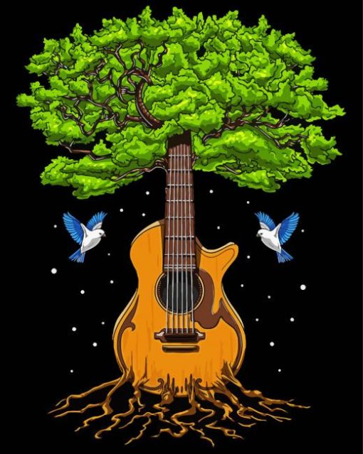 Guitar Tree Art Diamond Painting