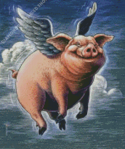 Happy Pig With Wings Diamond Painting