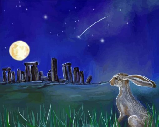 Hare And Moon Art Diamond Painting
