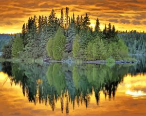 Isle Royale Tree Reflection Diamond Painting