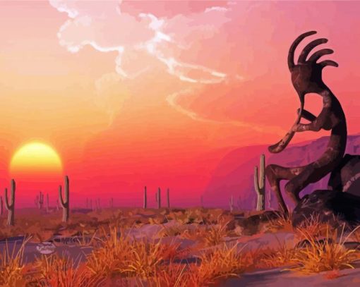 Kokopelli With Sunset Diamond Painting