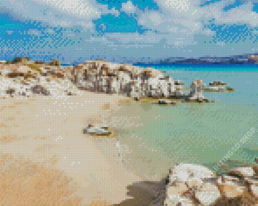 Kolympethres Beach Paros Greece Diamond Painting