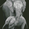 Mama And Baby Elephant Art Diamond Painting