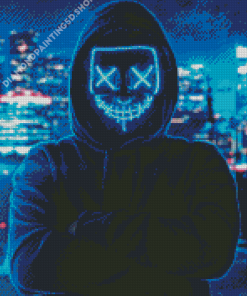 Man Wearing Neon Mask Diamond Painting