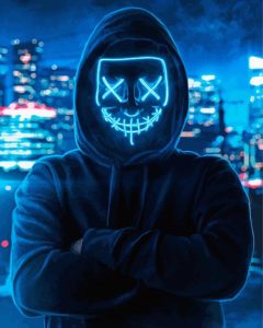 Man Wearing Neon Mask Diamond Painting