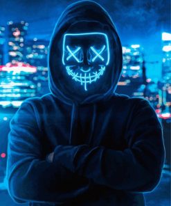 Man Wearing Neon Mask Diamond Painting