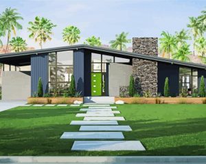 Mid Century Modern Exterior House Diamond Painting