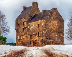 Midhope Castle In Winter Diamond Painting