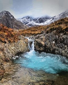 Mountain Stream At Winter Diamond Painting