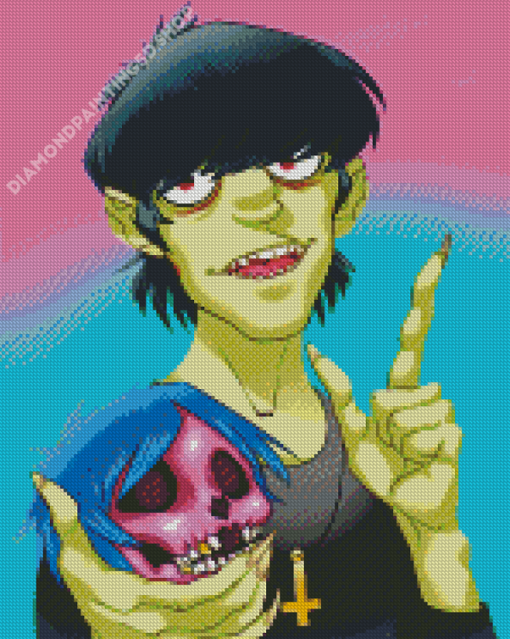 Murdoc Niccals With Head Skull Diamond Painting