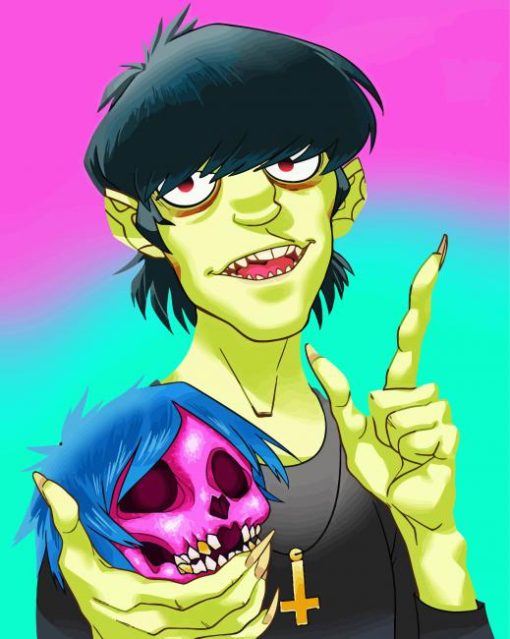 Murdoc Niccals With Head Skull Diamond Painting