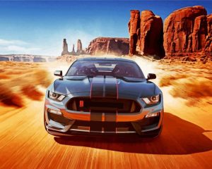 Mustang Ford Car In Desert Diamond Painting