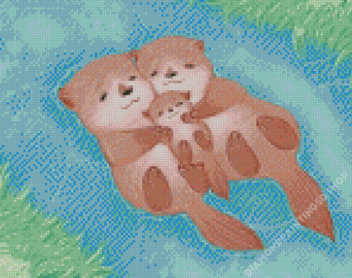 Otter Family Diamond Painting