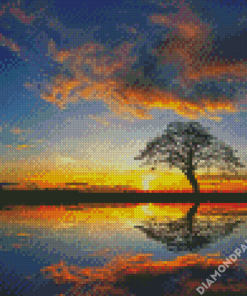 Panorama Tree By Water Diamond Painting