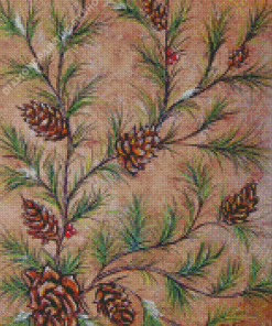 Pine Cones And Spruce Branches Diamond Painting