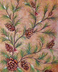 Pine Cones And Spruce Branches Diamond Painting