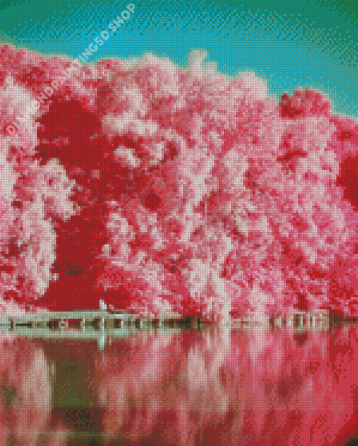 Pink Trees Landscape Diamond Painting