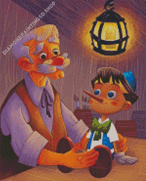 Pinocchio And His Dad Diamond Painting