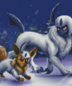 Pokemon Evee And Absol Diamond Painting