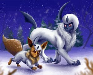 Pokemon Evee And Absol Diamond Painting