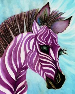 Purple Zebra Art Head Diamond Painting