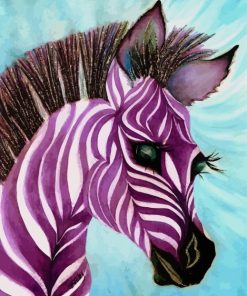 Purple Zebra Art Head Diamond Painting