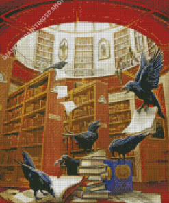 Ravens In the Library Diamond Painting