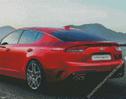 Red Kia Stinger Car Diamond Painting