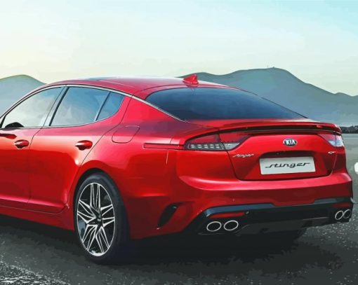 Red Kia Stinger Car Diamond Painting