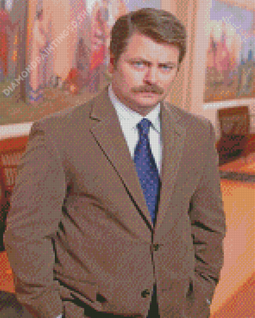 Ron Swanson Parks And Recreation Movie Poster Diamond Painting