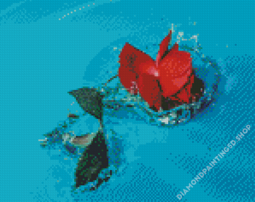 Rose Flower In Water Diamond Painting