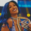 Sasha Banks Holding Smackdown Belt Diamond Painting